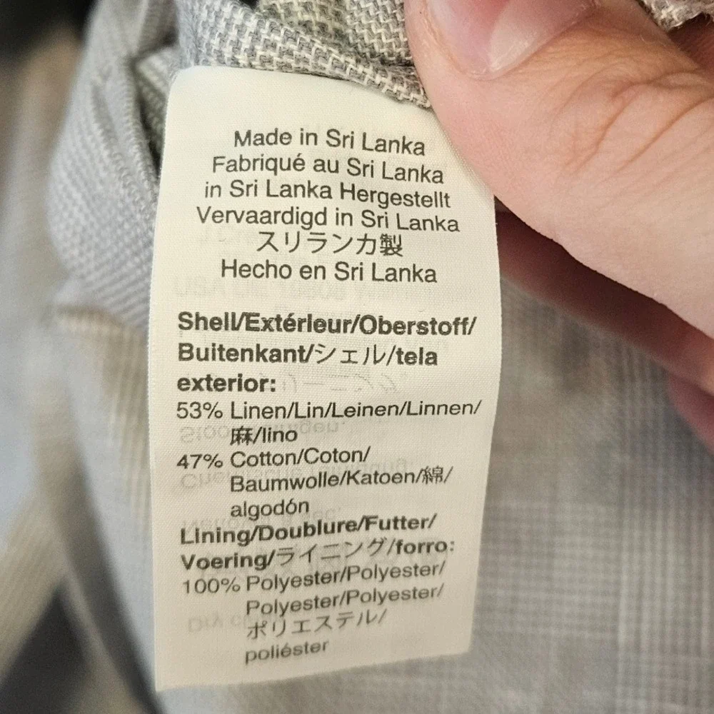 J.Crew Ludlow Slim Fit Linen Cotton Blazer Grey White K8601 Sport Coat Mens 42R